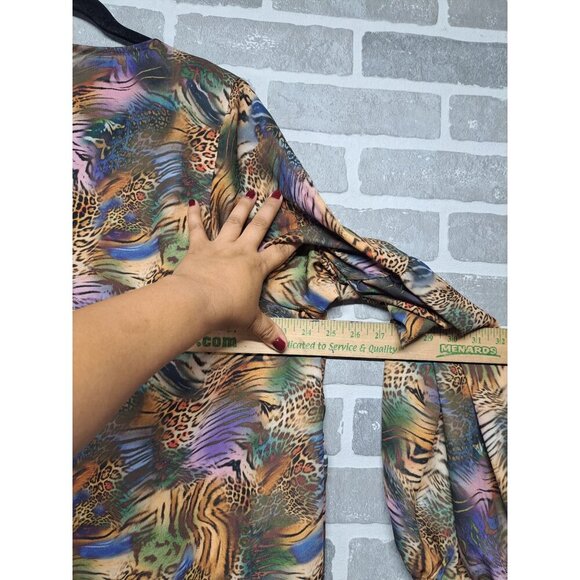 Cotton Bleu Womens Tiger Jungle Print Pullover Balloon Sleeve Blouse‎ Size 1X - Picture 11 of 12